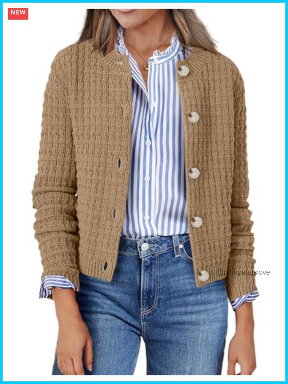 Long Sleeve Button Down Knit Cardigan Sweater Cropped Jacket